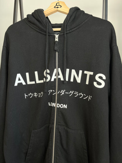 All Saints Black Zip Up Hoodie - Medium