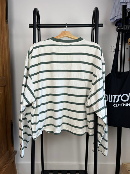 Scuffers Green and White Striped Long Sleeve - Medium