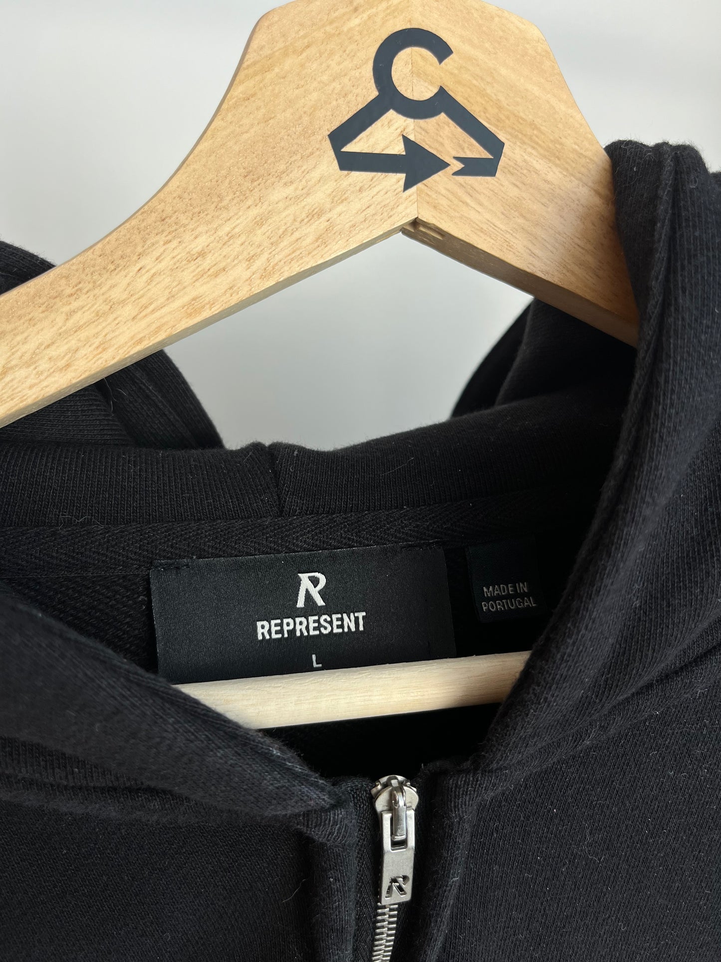 Represent Initial Black Zip Up Hoodie - Large