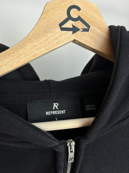 Represent Initial Black Zip Up Hoodie - Large