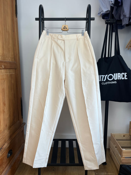 About:Blank Cream Pleated Trousers - Large