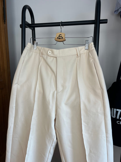 About:Blank Cream Pleated Trousers - Large