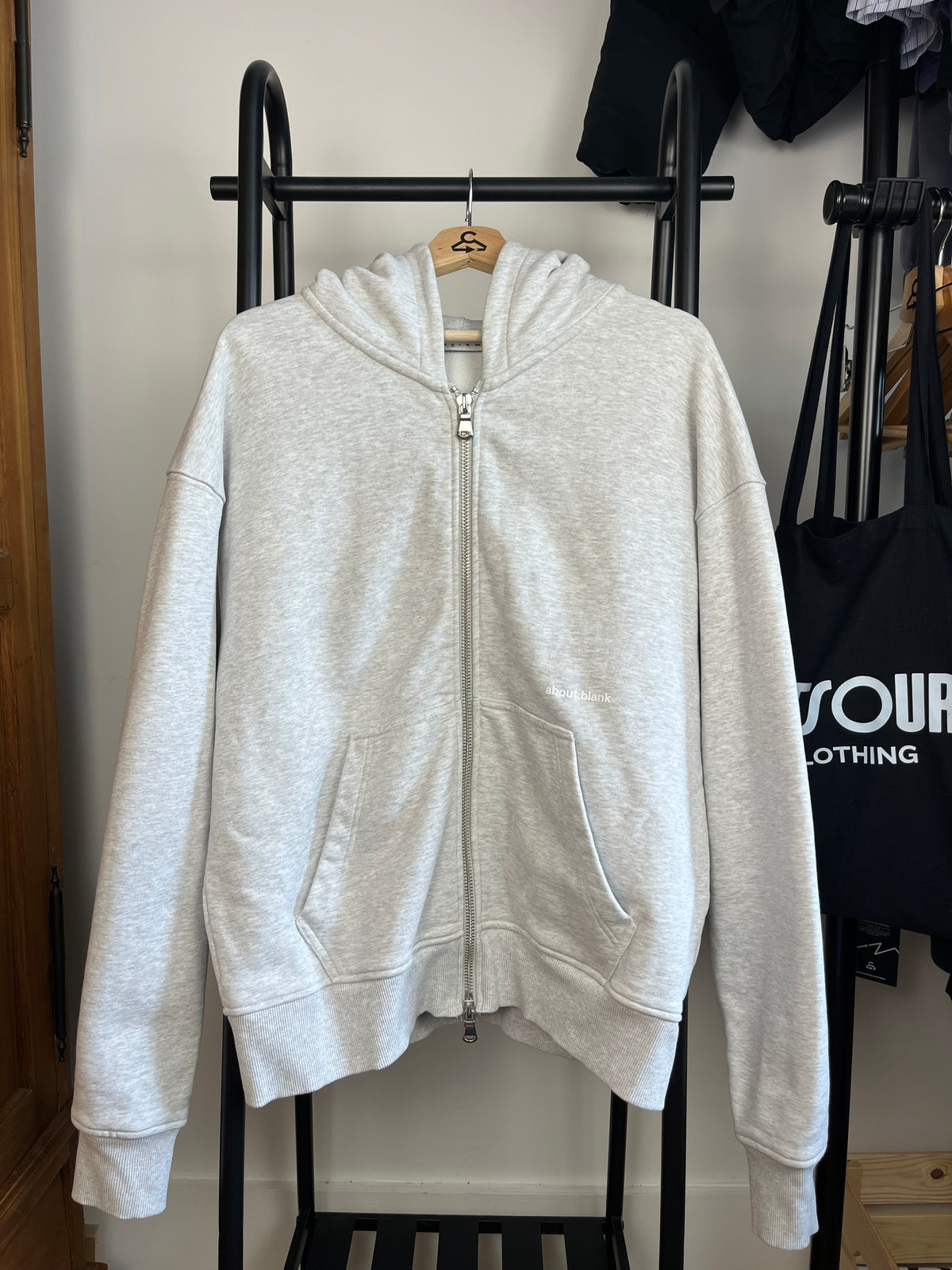 About:Blank Grey Zip Up Hoodie - Medium