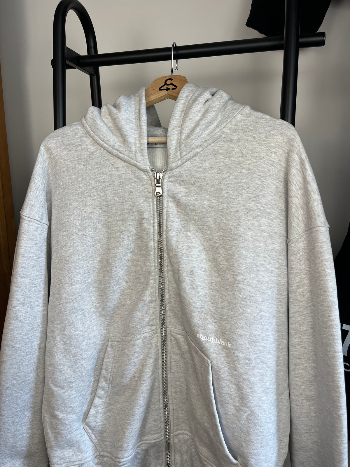 About:Blank Grey Zip Up Hoodie - Medium