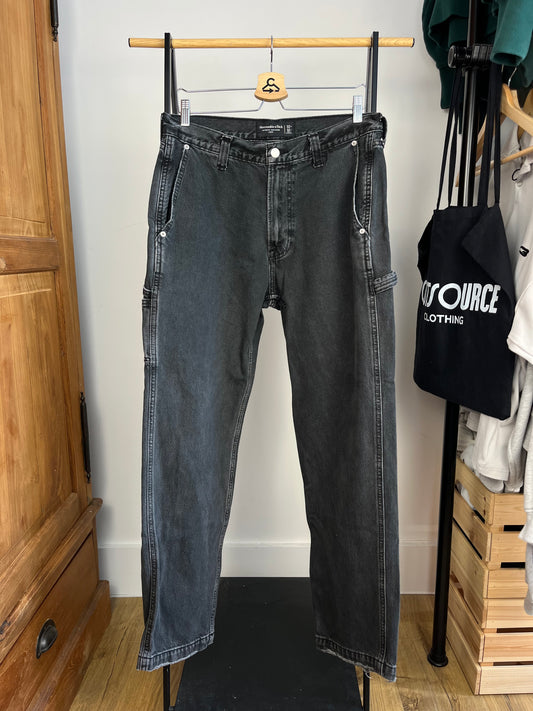 Abercrombie Washed Black Carpenter Jeans W32 L32