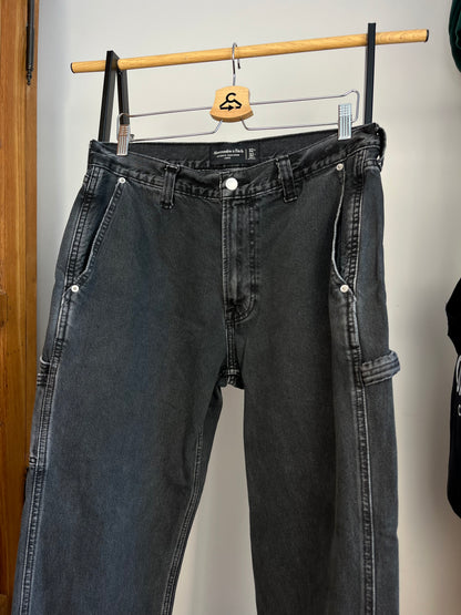 Abercrombie Washed Black Carpenter Jeans W32 L32