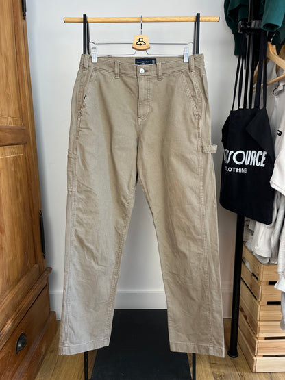 Abercrombie Light Brown/Beige Carpenter Trousers W32 L32