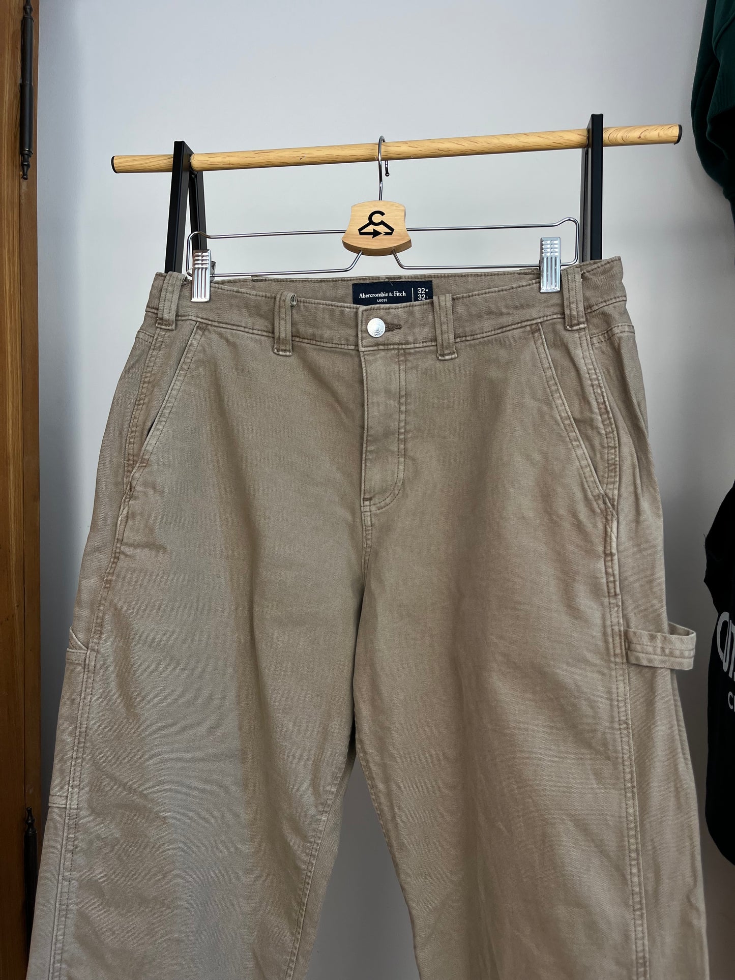 Abercrombie Light Brown/Beige Carpenter Trousers W32 L32
