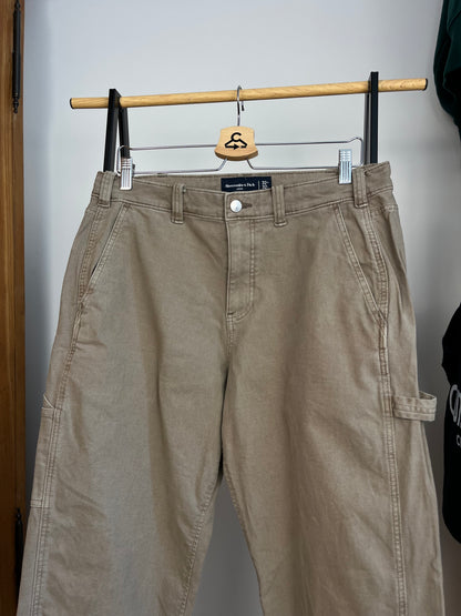 Abercrombie Light Brown/Beige Carpenter Trousers W32 L32