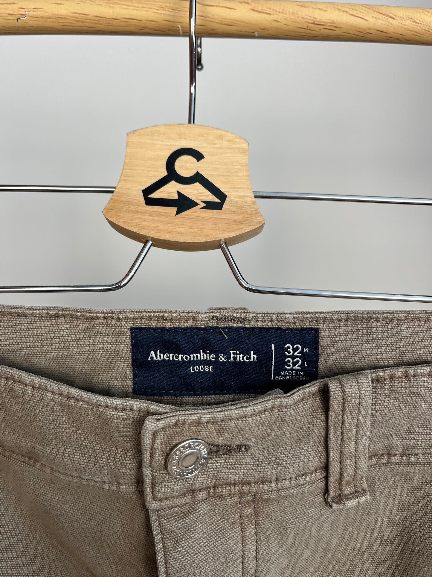 Abercrombie Light Brown/Beige Carpenter Trousers W32 L32