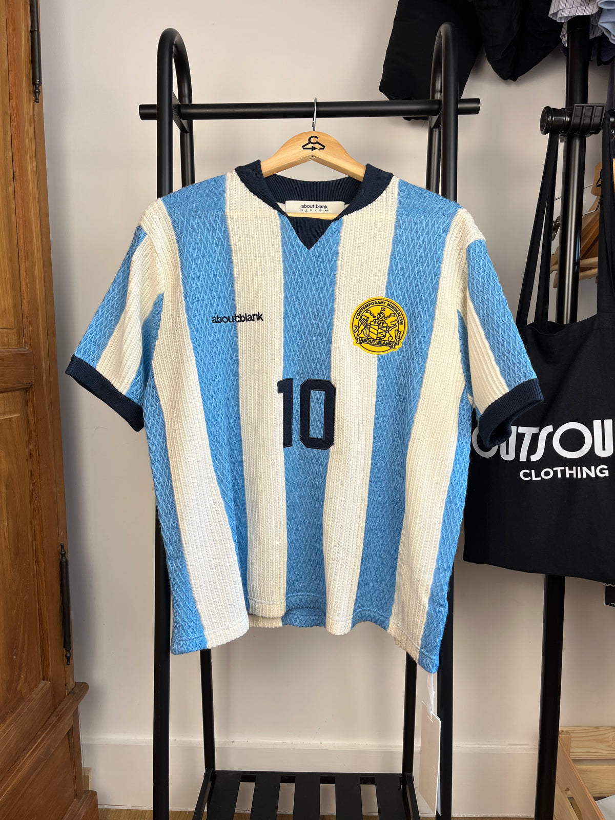 About:Blank Light Blue Knitted Football Shirt - Small