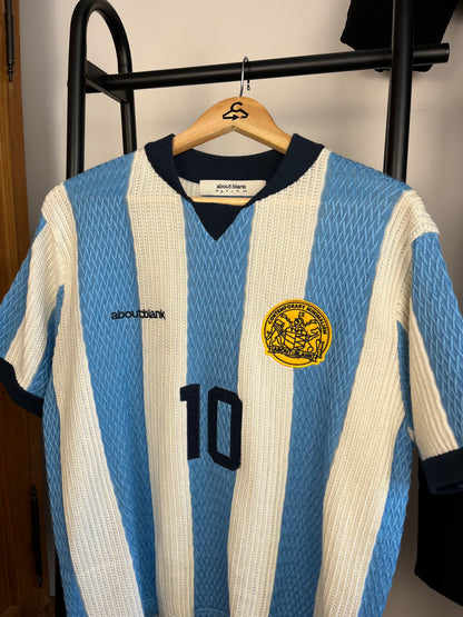 About:Blank Light Blue Knitted Football Shirt - Small