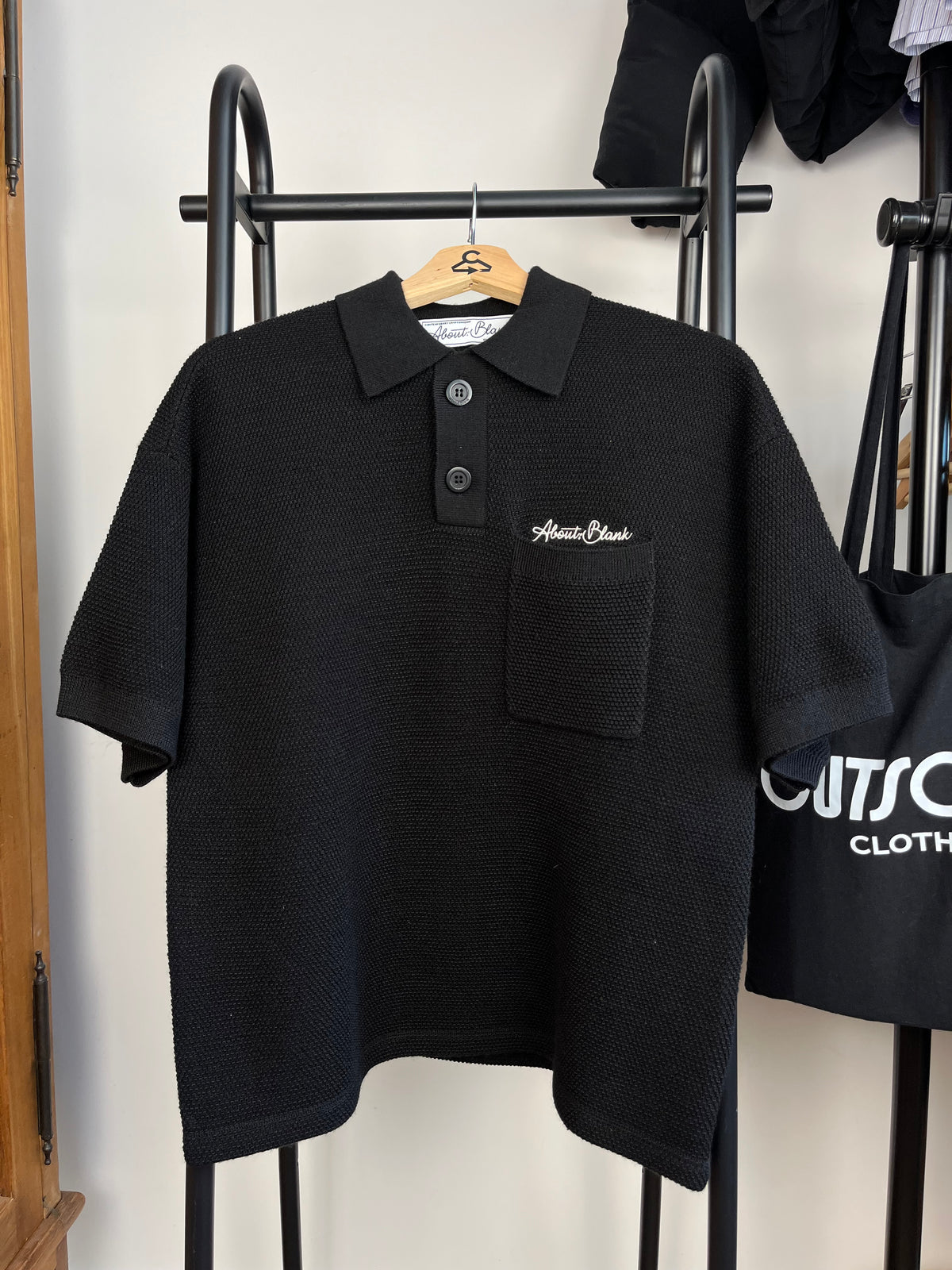 About:Blank Black Knit Polo - Small