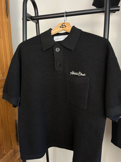 About:Blank Black Knit Polo - Small