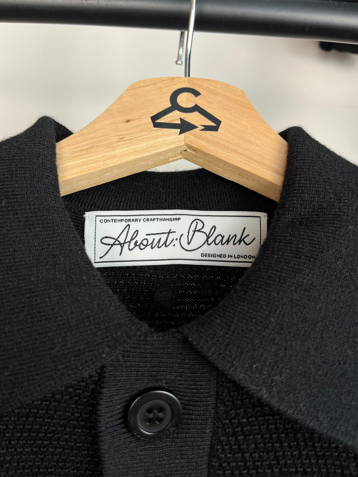 About:Blank Black Knit Polo - Small