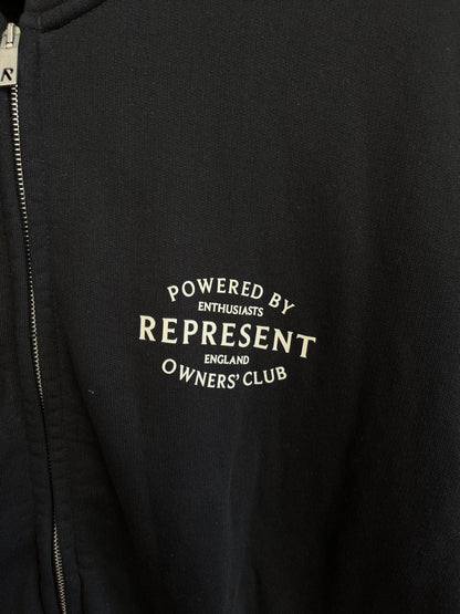 Represent Black Zip Up Hoodie - Large