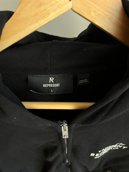 Represent Black Zip Up Hoodie - Large