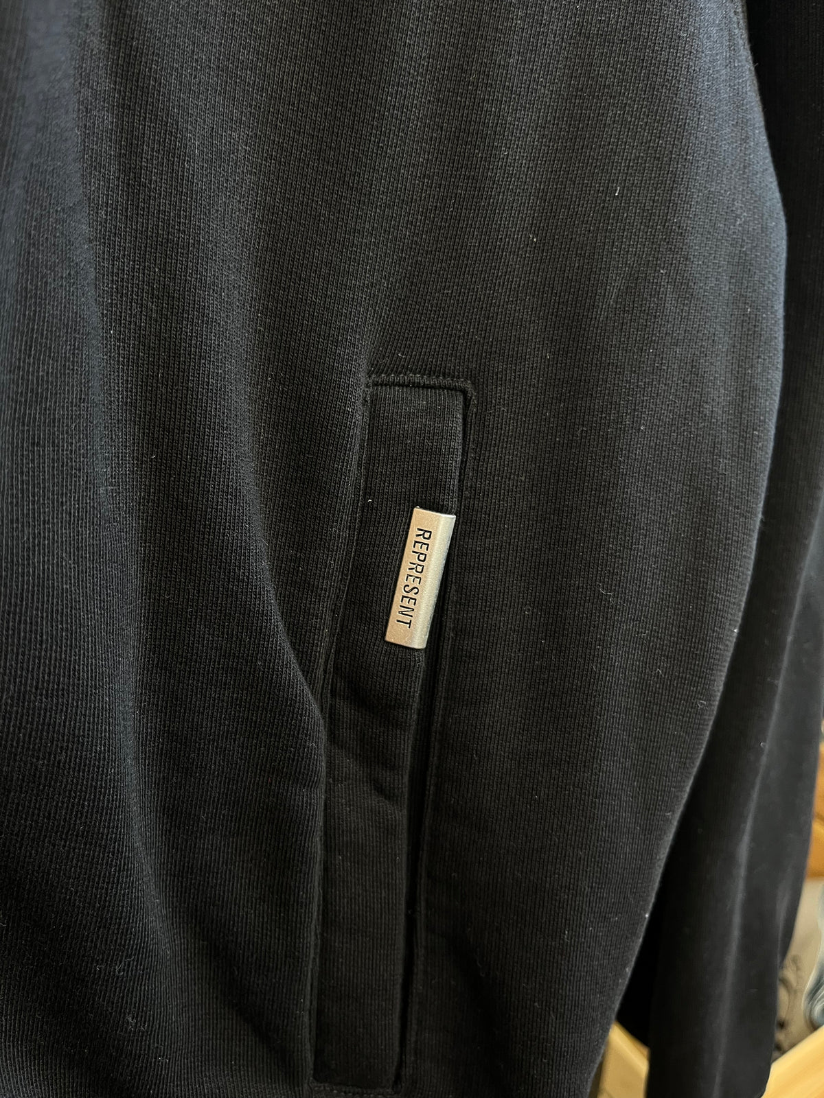 Represent Black Zip Up Hoodie - Large