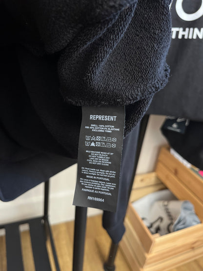 Represent Black Zip Up Hoodie - Large