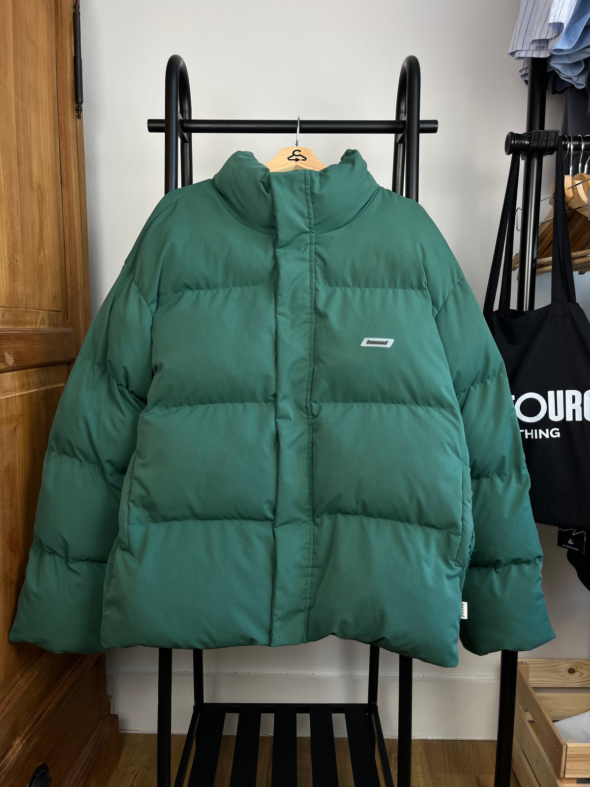 Bound Green Puffer Coat - Large