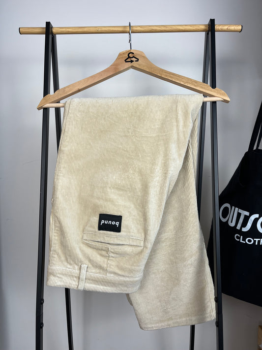 Bound Beige Cord Tapered Trousers - Medium