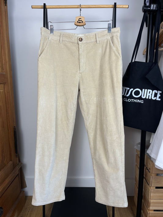 Bound Beige Cord Tapered Trousers - Medium
