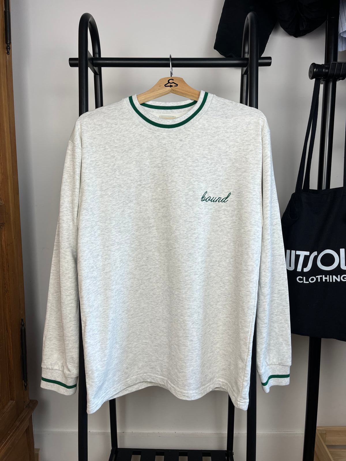 Bound Grey Marl Long Sleeve T-Shirt - Small