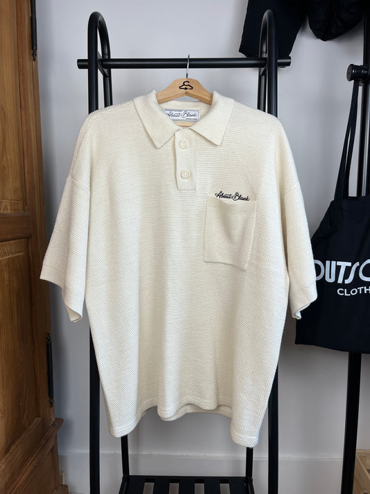 About:Blank Cream Knit Polo - XL