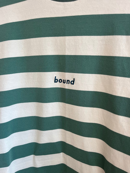 Bound Green and Off White Striped T-Shirt - Large
