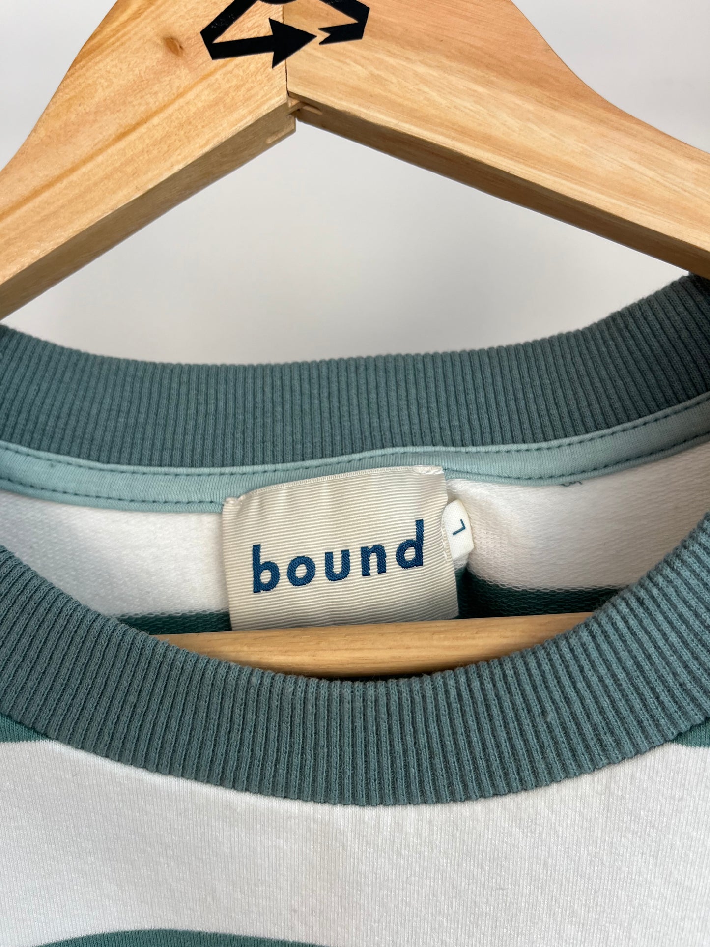 Bound Green and Off White Striped T-Shirt - Large