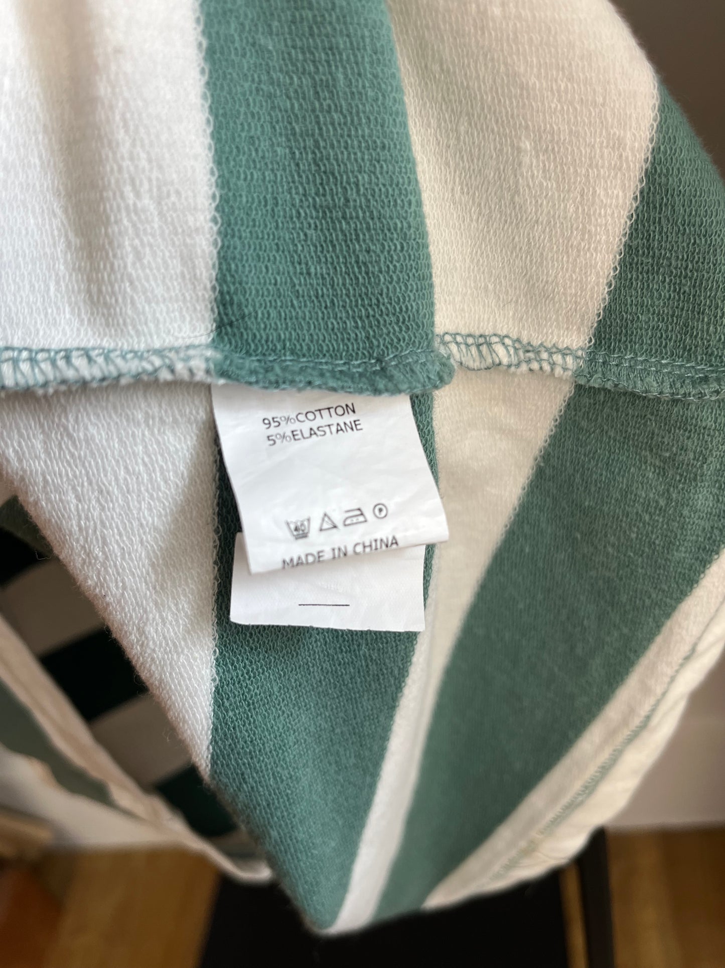 Bound Green and Off White Striped T-Shirt - Large