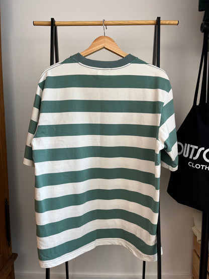 Bound Green and Off White Striped T-Shirt - Large