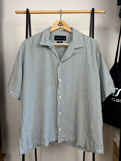 Abercrombie Green/Blue Striped Shirt - Large