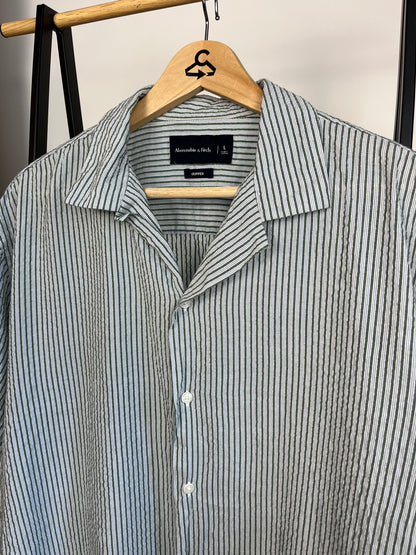 Abercrombie Green/Blue Striped Shirt - Large
