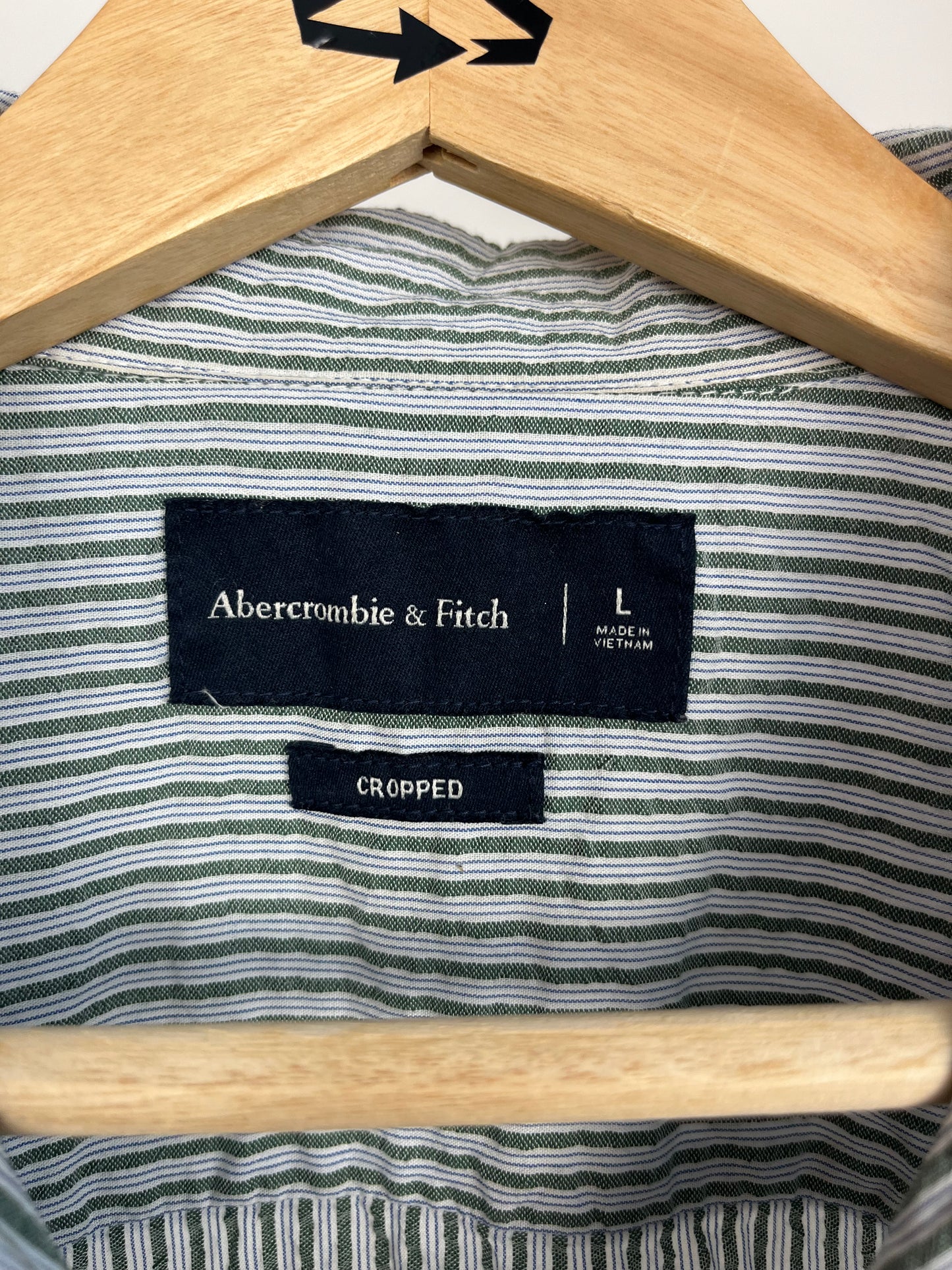 Abercrombie Green/Blue Striped Shirt - Large