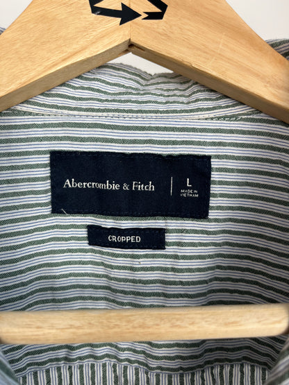 Abercrombie Green/Blue Striped Shirt - Large