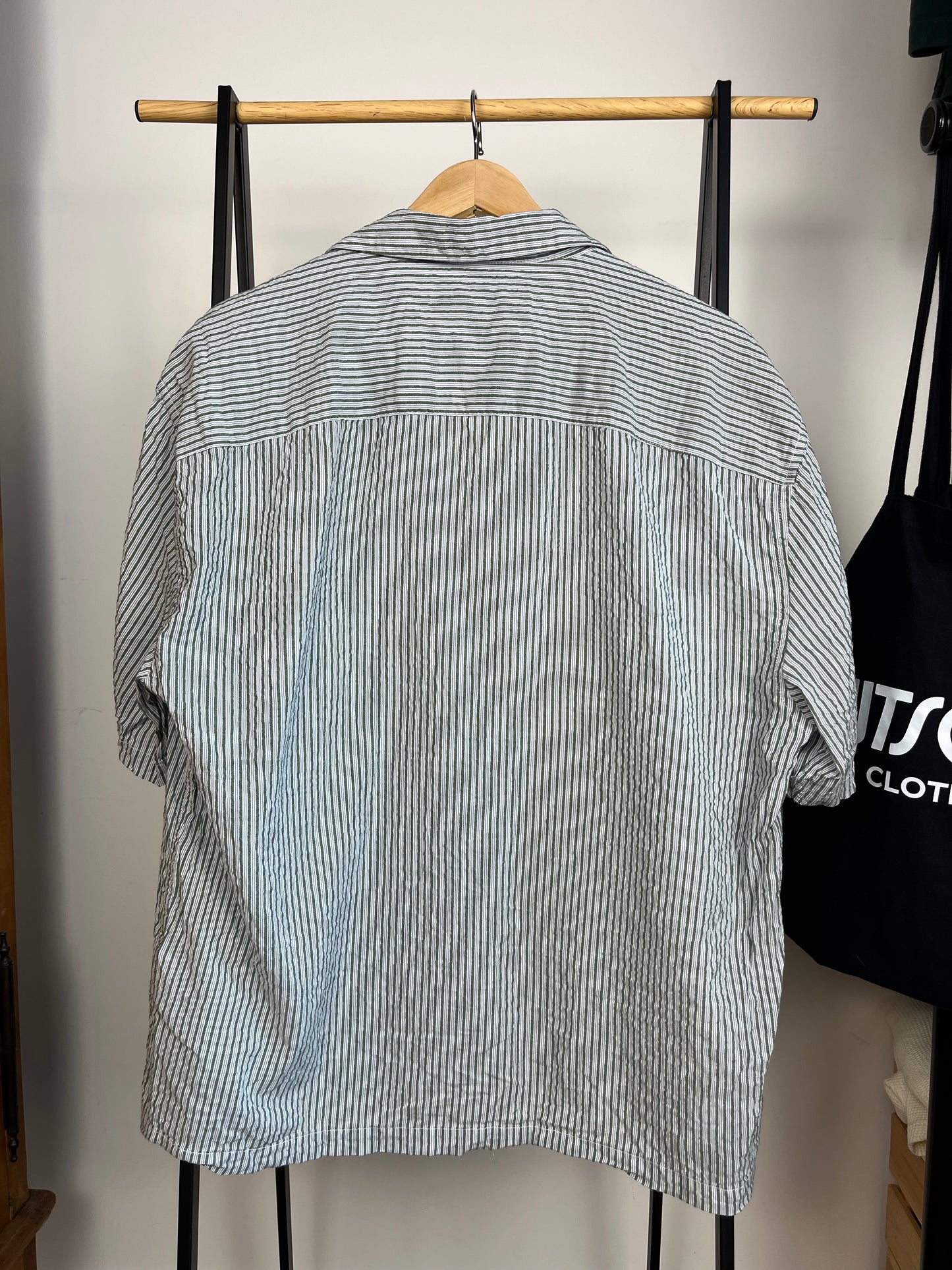 Abercrombie Green/Blue Striped Shirt - Large