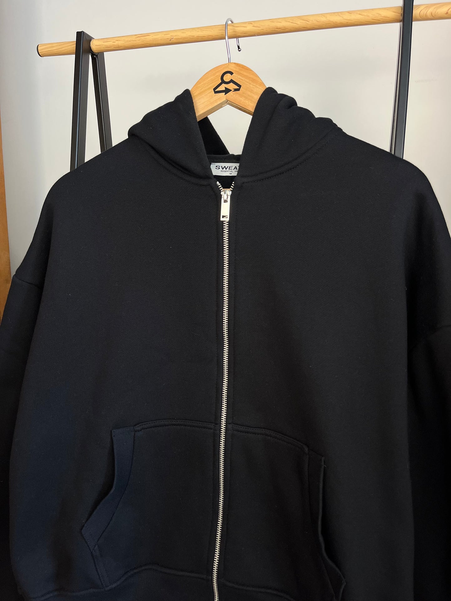 Sweats Collective Black Zip Up Hoodie - Medium