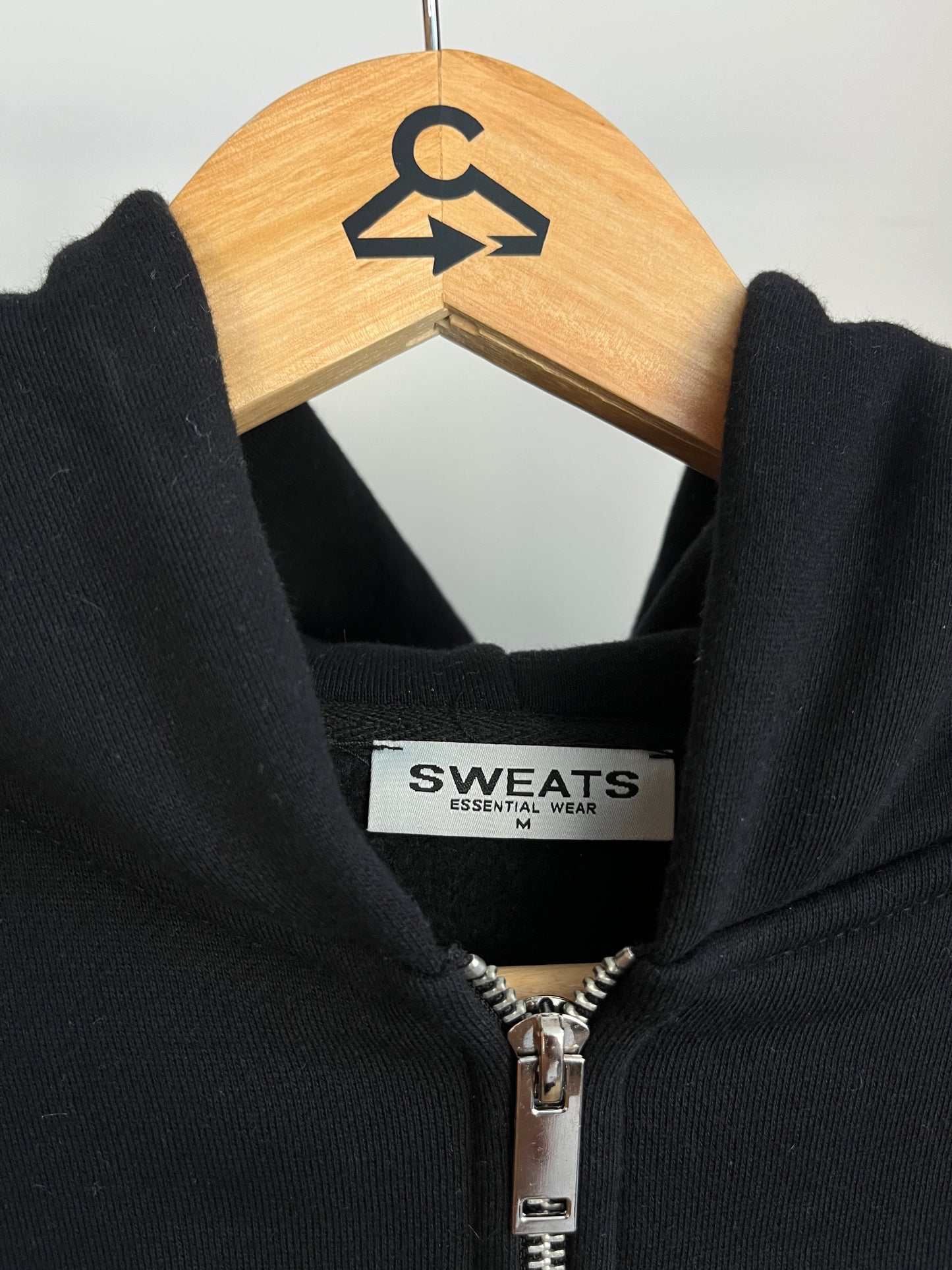 Sweats Collective Black Zip Up Hoodie - Medium