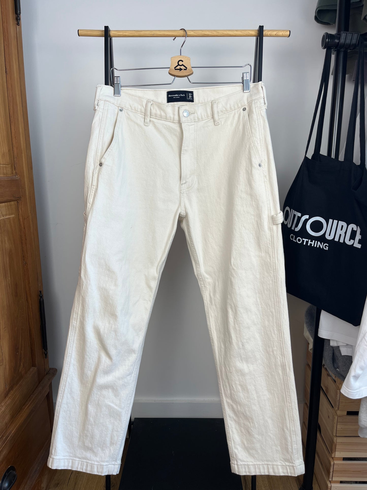 Abercrombie Cream Carpenter Trousers W32 L30