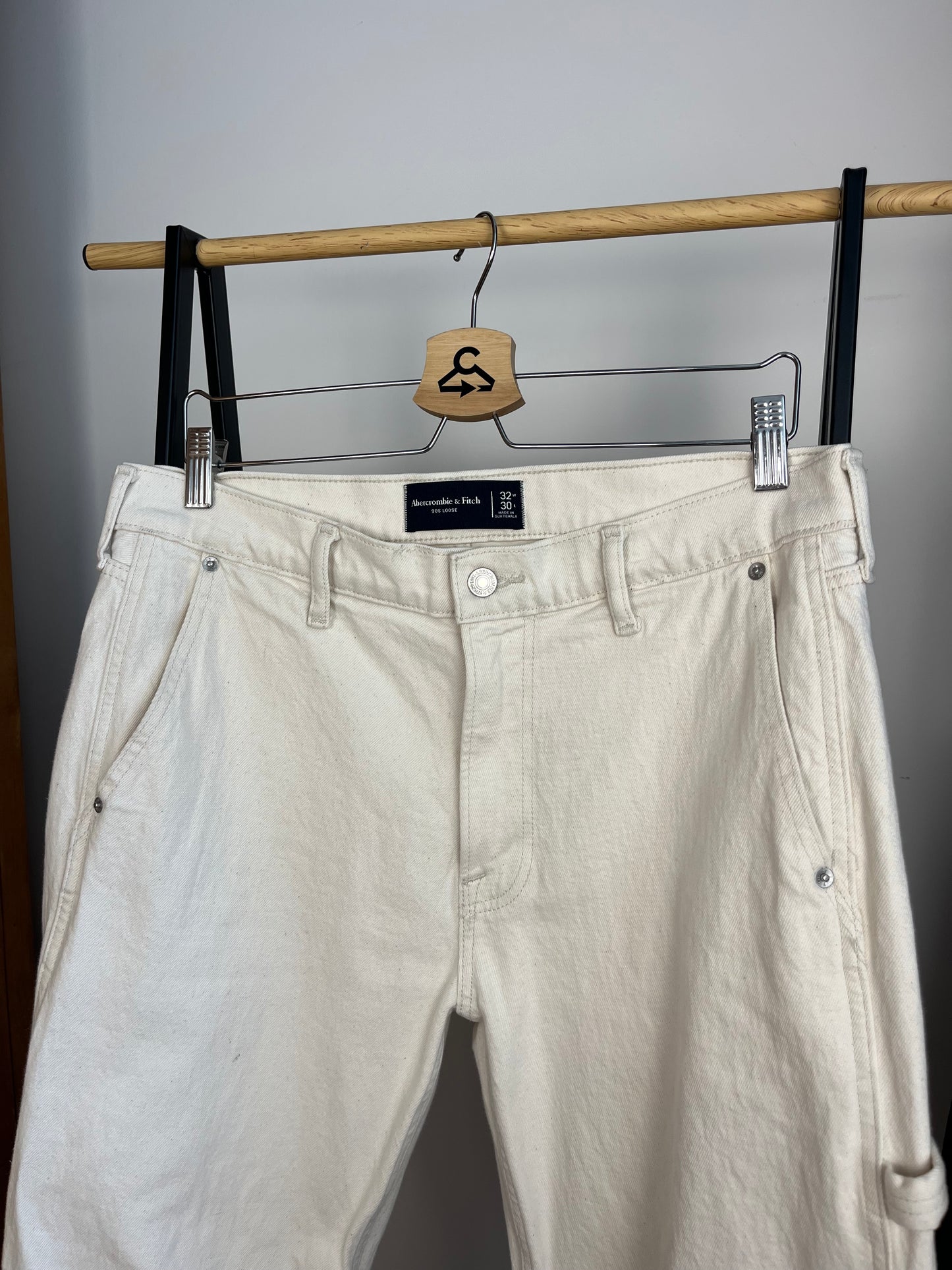 Abercrombie Cream Carpenter Trousers W32 L30