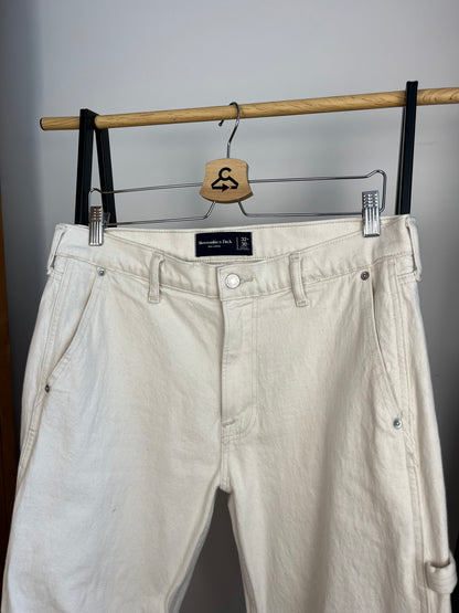 Abercrombie Cream Carpenter Trousers W32 L30