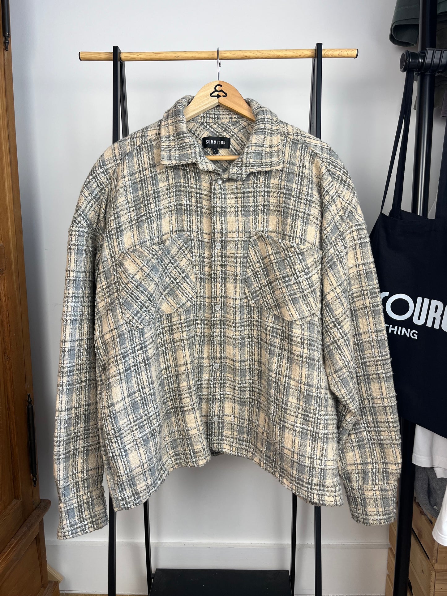 Summit Beige Checked Overshirt - Large