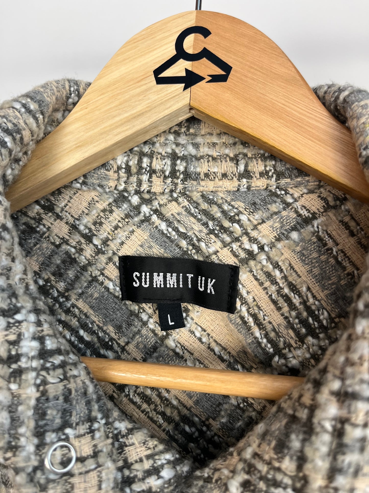 Summit Beige Checked Overshirt - Large