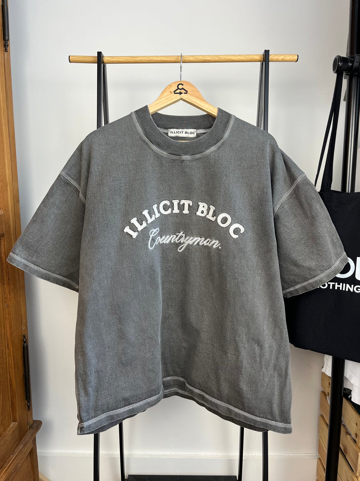 Illicit Bloc Washed Grey T-Shirt - Large