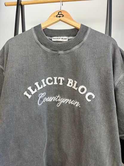 Illicit Bloc Washed Grey T-Shirt - Large