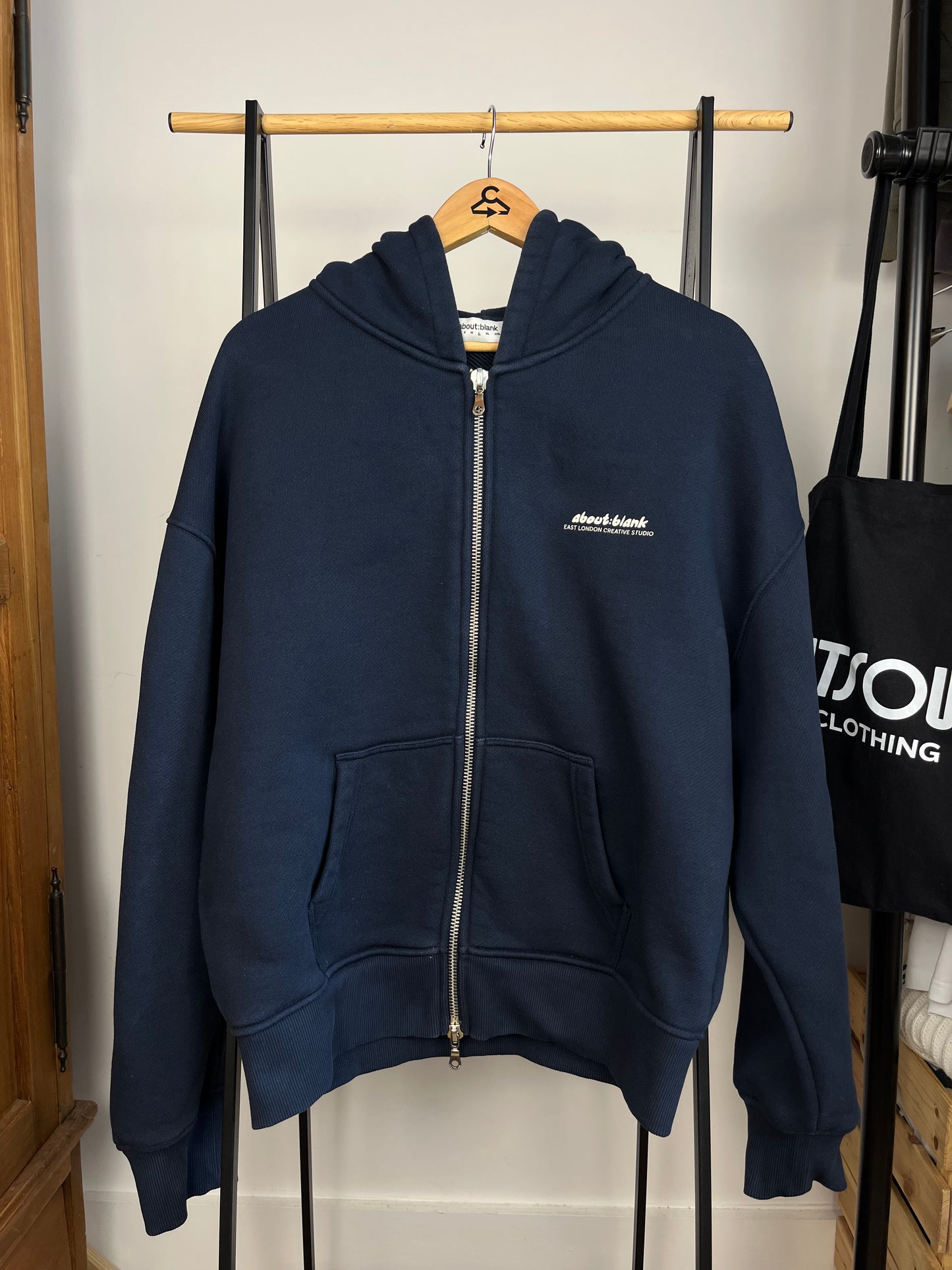 About:Blank Navy Zip Up Hoodie - Large