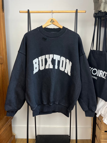Cole Buxton Washed Navy Distressed Sweatshirt - Small