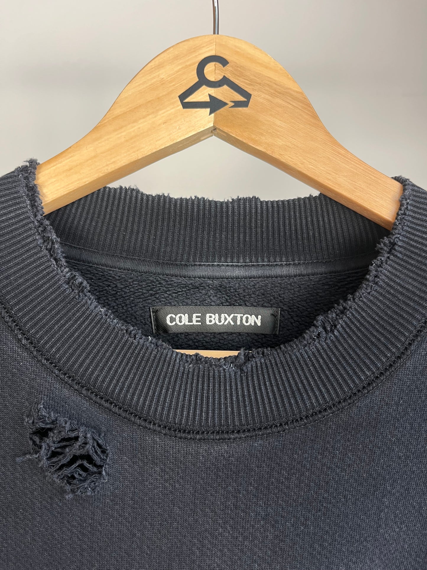 Cole Buxton Washed Navy Distressed Sweatshirt - Small