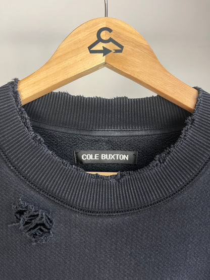 Cole Buxton Washed Navy Distressed Sweatshirt - Small